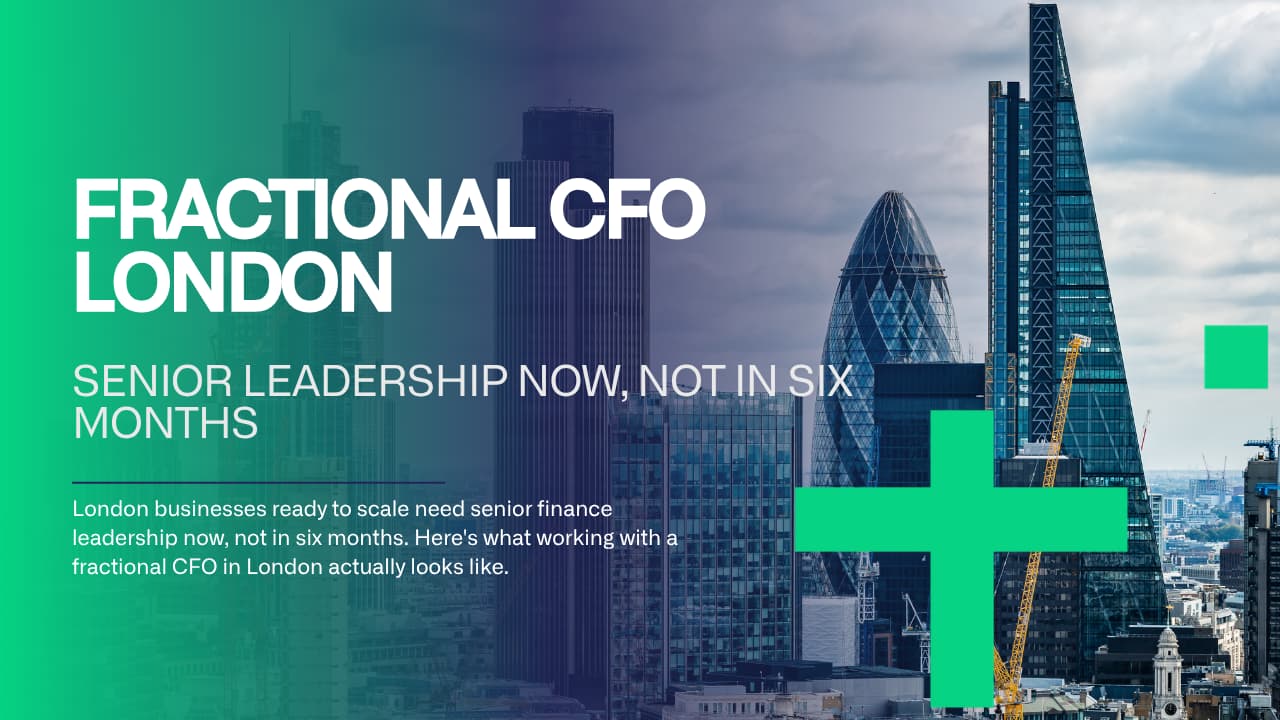 Fractional CFO in London reviewing financial dashboards with a growing business's leadership team